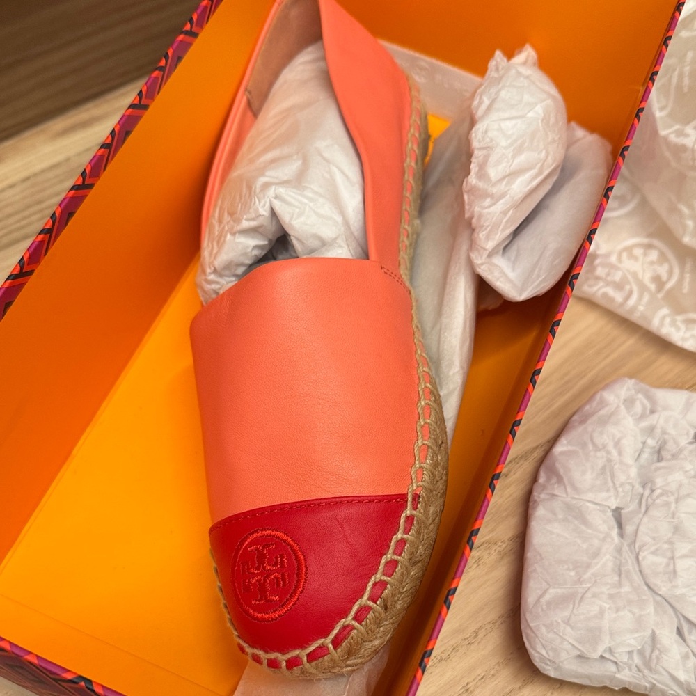 Tory Burch Orange and Red Espadrilles